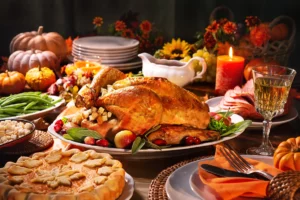 thanksgiving feast with cannabis-infused dishes